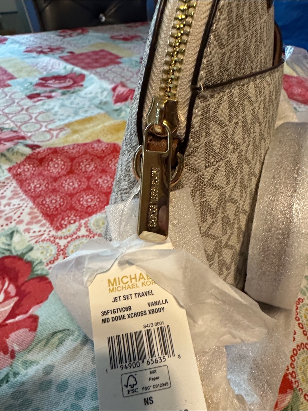 Michael Kors Signature Small Crossbody in Vanilla/Taupe - Picture 6 of 6